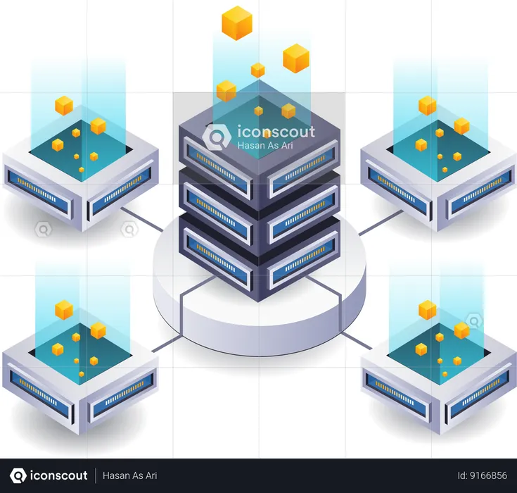 Blockchain business server network  Illustration