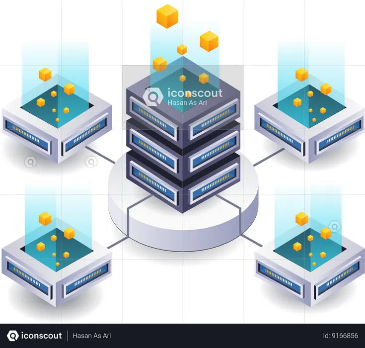 Réseau de serveurs d'entreprise blockchain  Illustration