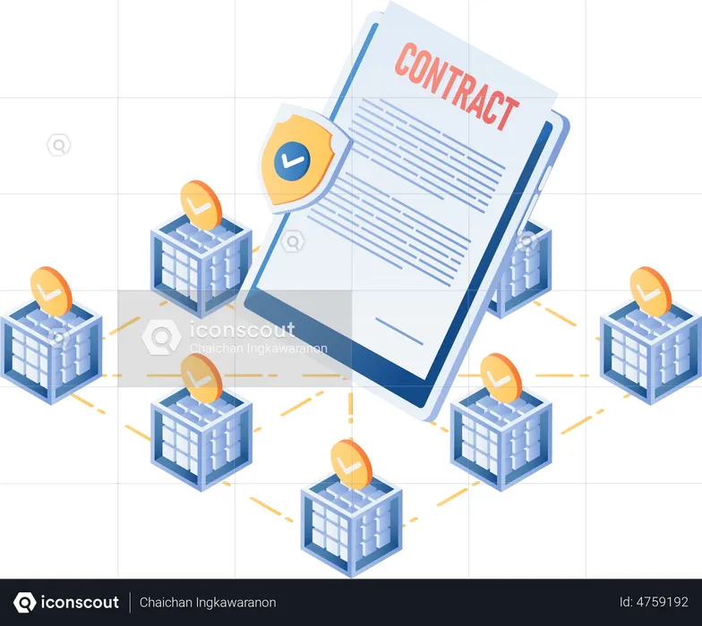 Contrato inteligente Blockchain  Ilustração