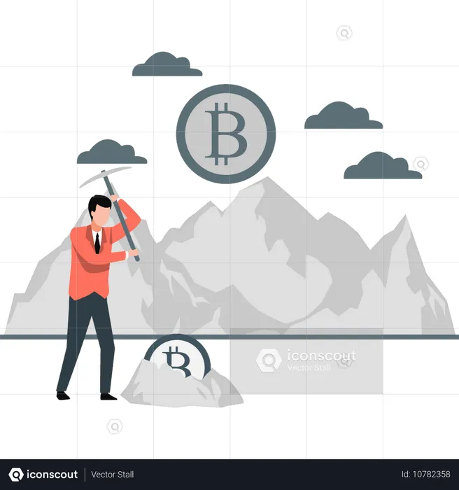 Explorateur de blockchain à la recherche de bitcoins  Illustration