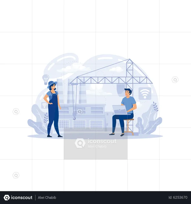 Blockchain in manufacturing  Illustration