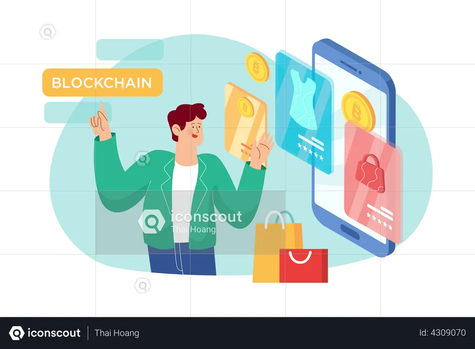 Blockchain Platform for eCommerce  Illustration