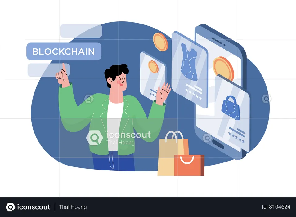 Blockchain Platform For eCommerce  Illustration