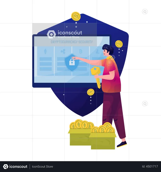 Blockchain security key  Illustration