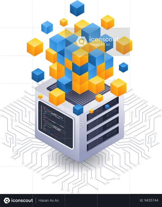 Blockchain server technology  Illustration