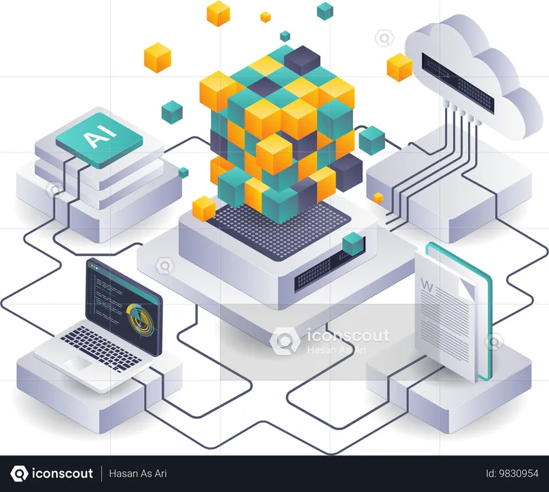 Blockchain-Technologieanalyse für das Cloud-Server-Geschäft  Illustration