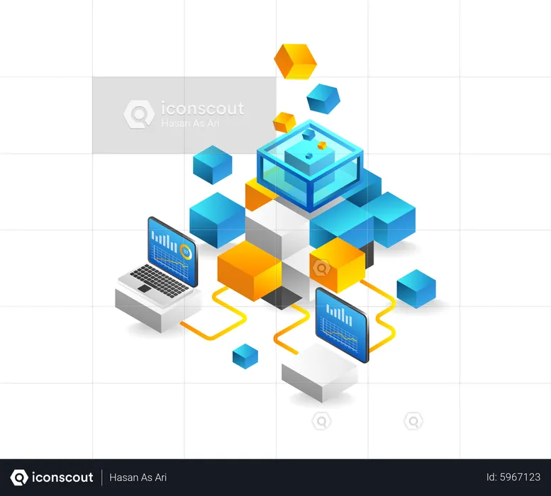 Blockchain technology analytics  Illustration