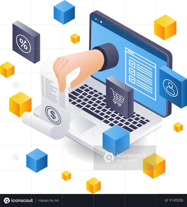 Blockchain technology business payment details report  Illustration