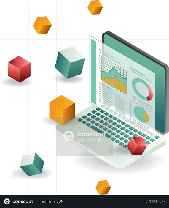 Blockchain technology business performance analysis  Illustration