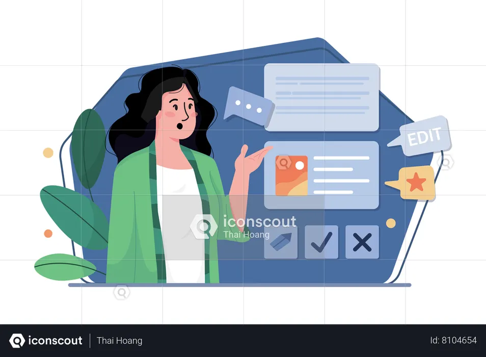 Blogger creando contenido  Ilustración