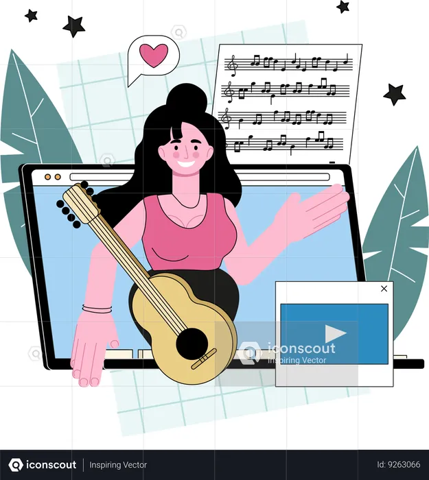 Blogger singing music online  Illustration