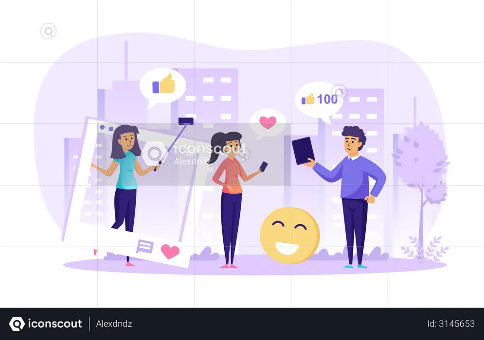 Redes sociais e blogs na internet  Ilustração