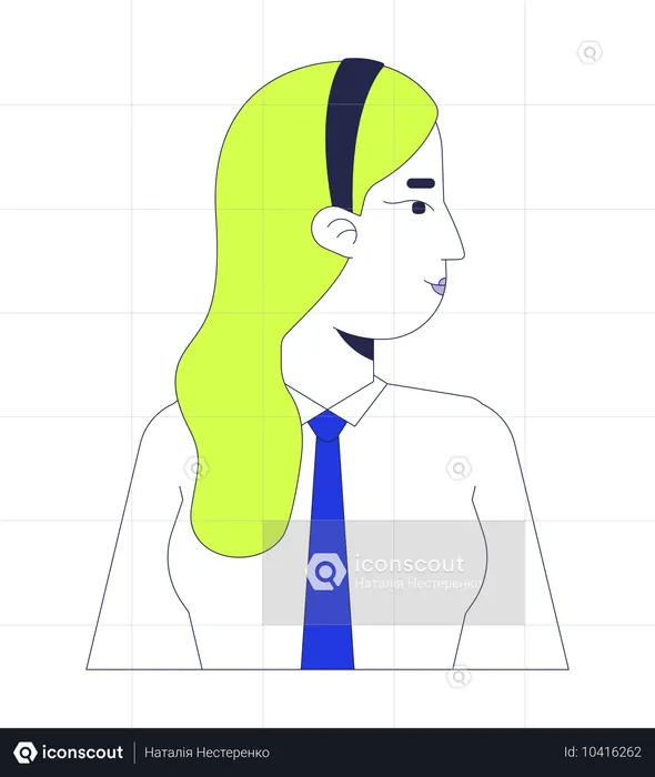 Blonde office lady head turned to side  Illustration