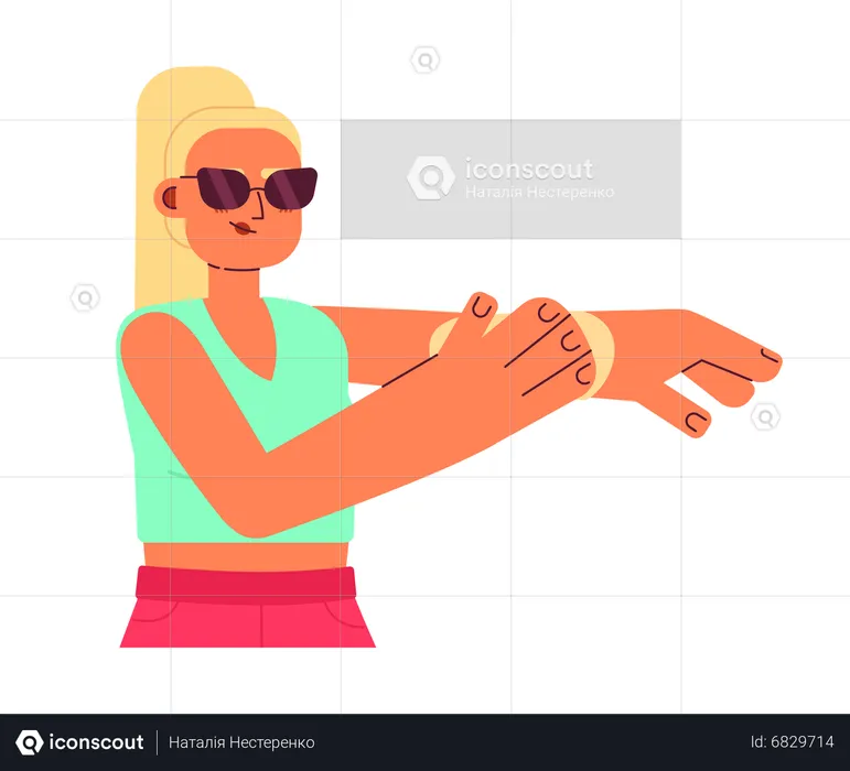 Blonde woman applying sun protection  Illustration