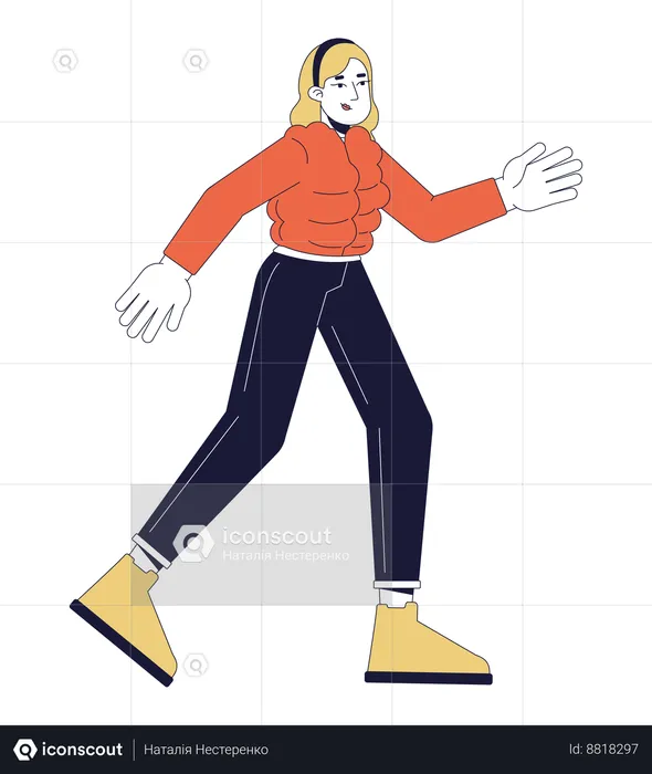 Blonde woman jogging in cold weather  Illustration
