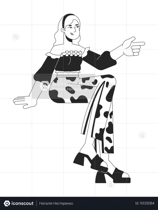 Blonde woman pointing aside  Illustration