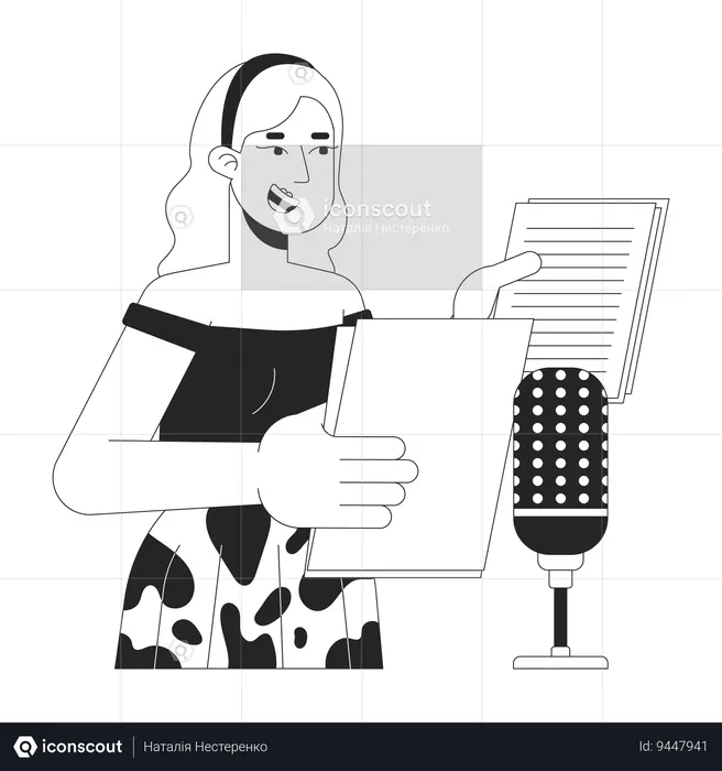 Blonde woman voiceover artist  Illustration
