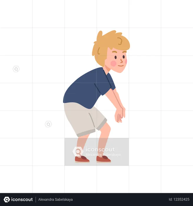 Blonder Junge Volleyballspieler in Sportkleidung in Verteidigerhaltung  Illustration