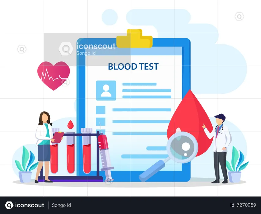 Best Blood Test Report Illustration download in PNG & Vector format