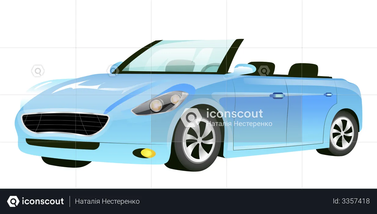 Blue Cabriolet Car  Illustration