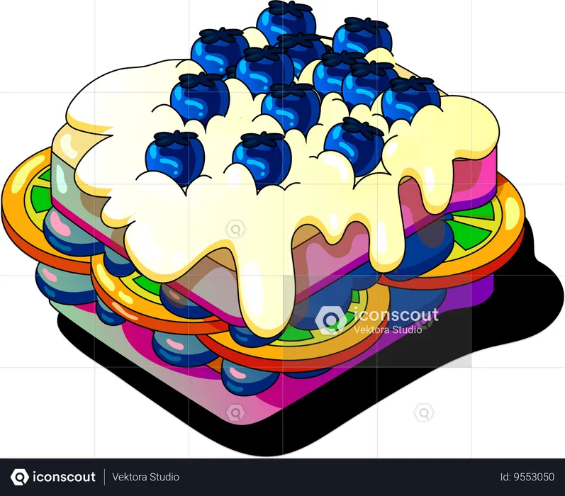 Blueberry Cream Cake  Illustration