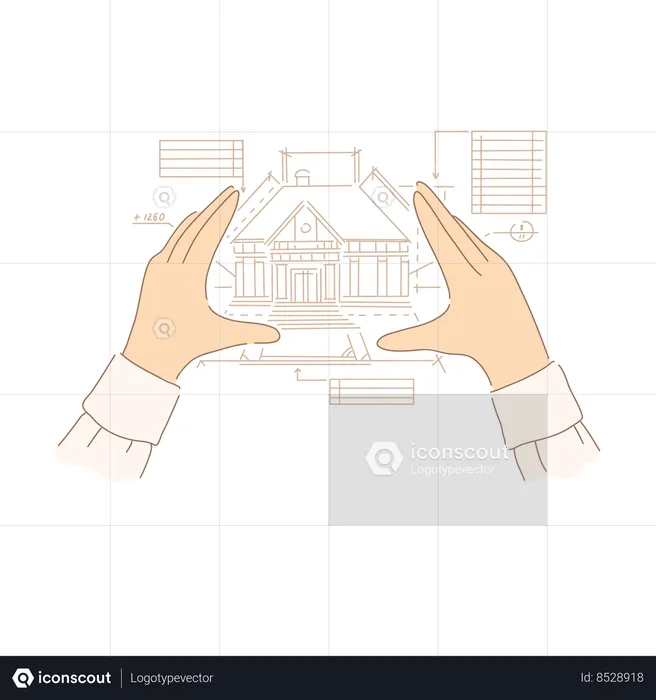 Blueprint Measurements Of Building Project  Illustration