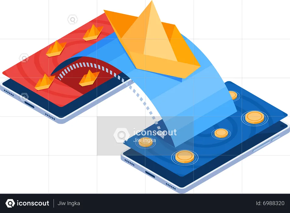 Boat Move from Red to Blue Ocean  Illustration