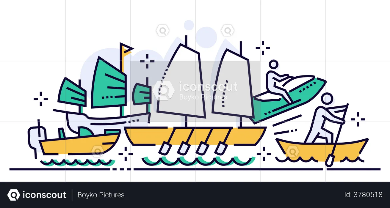 Boat racing  Illustration