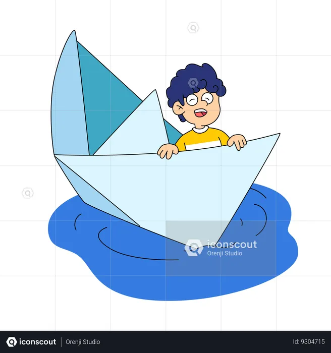 Boating in Lake  Illustration