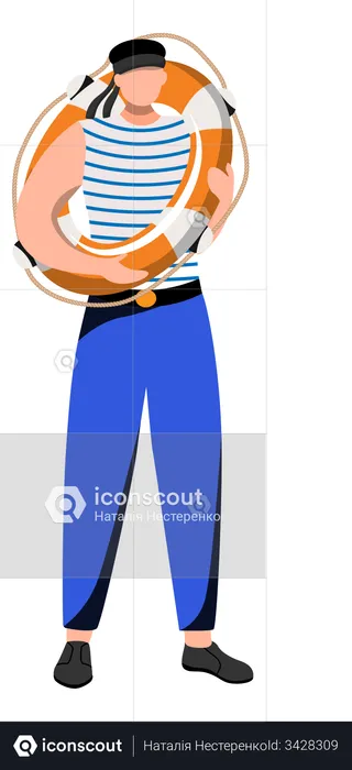 Boatswain Wearing Safety Tube  Illustration