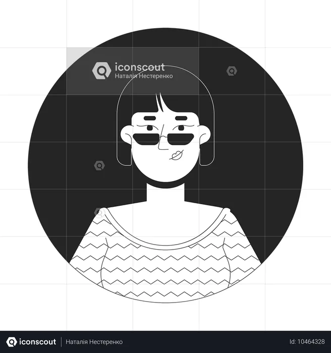 Bob haircut korean woman in sunglasses  Illustration