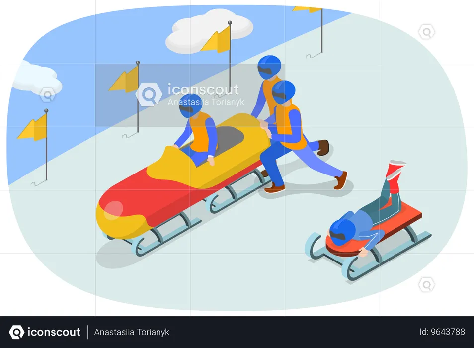 Bobsleigh Outdoors Activities  Illustration