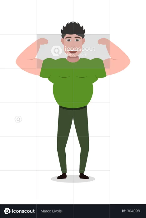 Body builder Showing His arms Muscle  Illustration