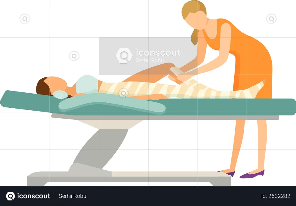 Body Wrap and Tanning in Solarium Parlor  Illustration