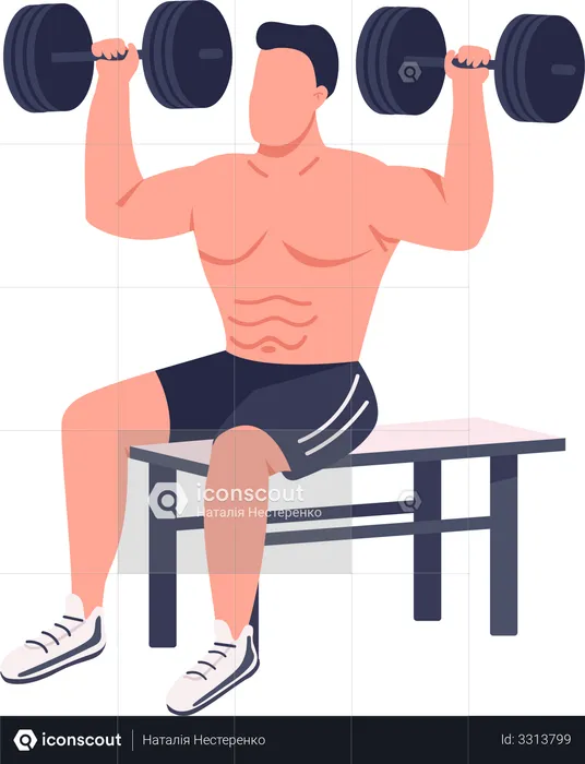 Bodybuilder lifting dumbbells  Illustration