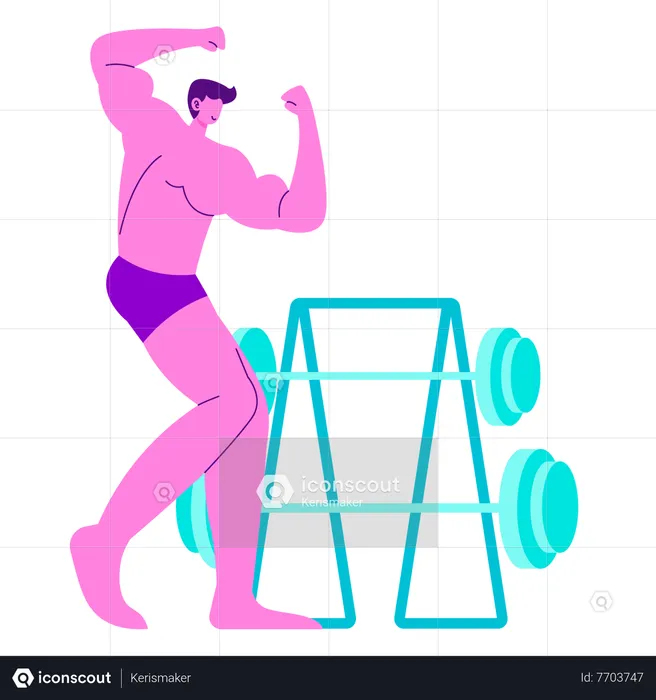 Bodybuilder montrant son biceps  Illustration