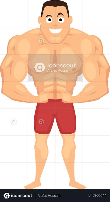 Bodybuilder posant des abdominaux  Illustration