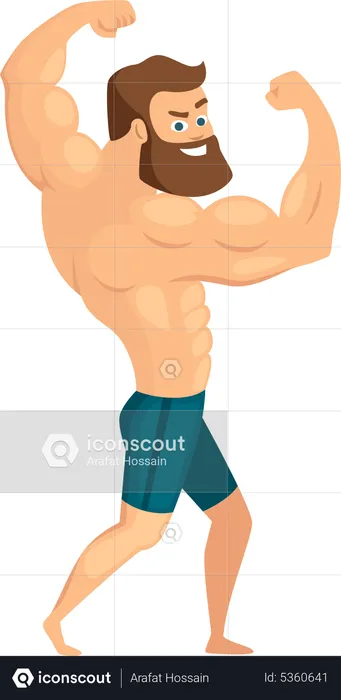 Bodybuilder showing pose  Illustration