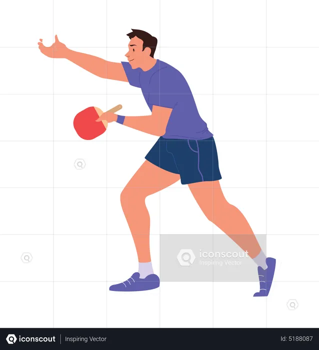 Jogador de tênis de mesa servindo bola  Ilustração
