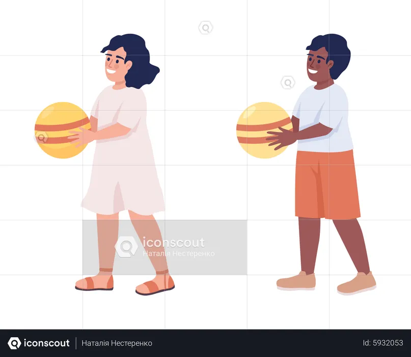 Criança segurando uma bola  Ilustração