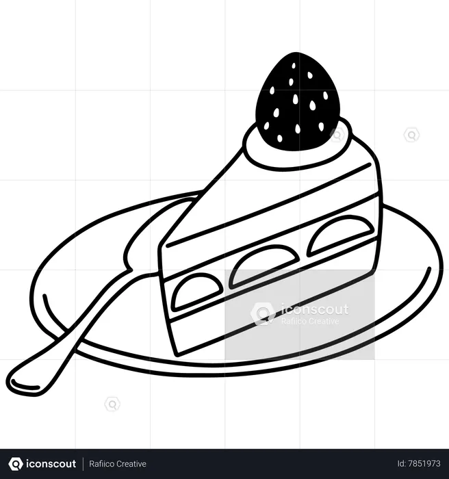 Bolo de chantilly de morango  Ilustração