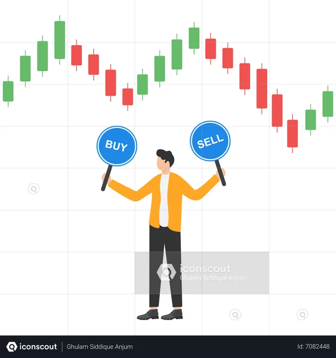 Mercado de valores comprar o vender  Ilustración