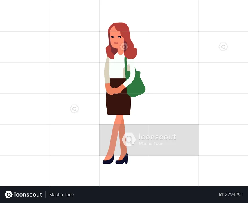 Mulher em pé com bolsa de ombro  Ilustração