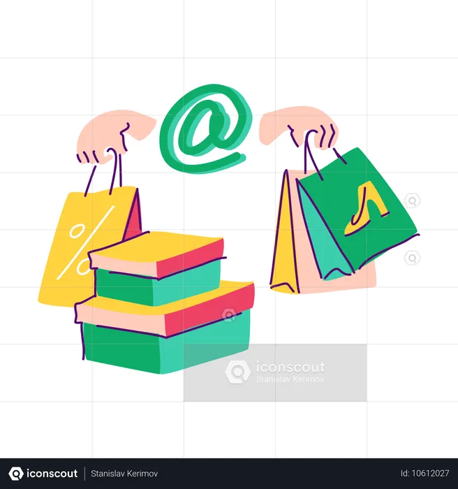 Bolsas de compras en línea  Ilustración