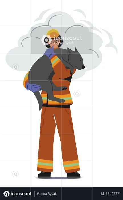 Bombeiro salvando vidas  Ilustração