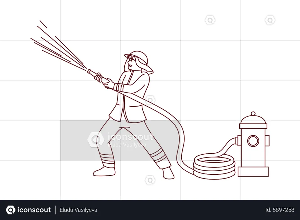 Bombeiro usando hidrante  Ilustração