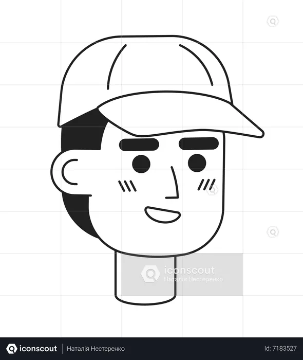 Homem de boné de beisebol sorrindo  Ilustração