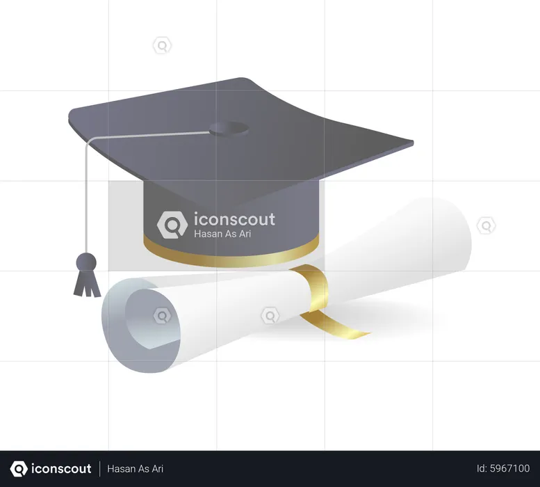 Chapéu de formatura com diploma  Ilustração