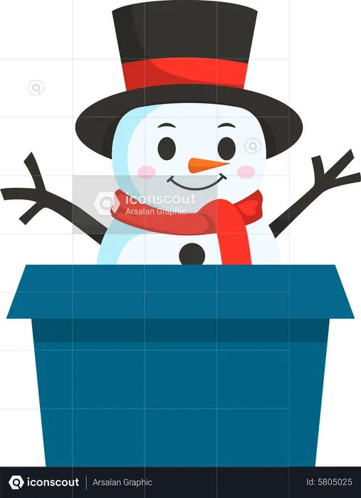 Boneco de neve fofo em caixa de presente  Ilustração