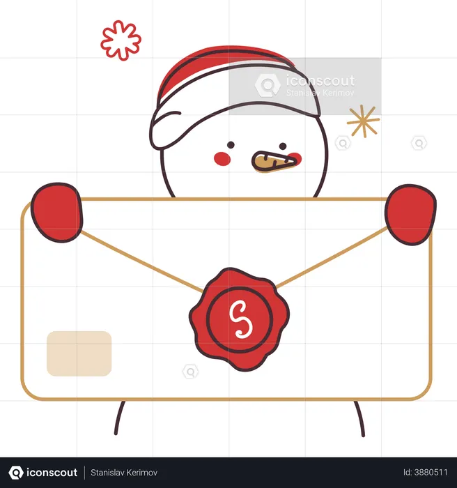 Bonhomme de neige avec courrier  Illustration